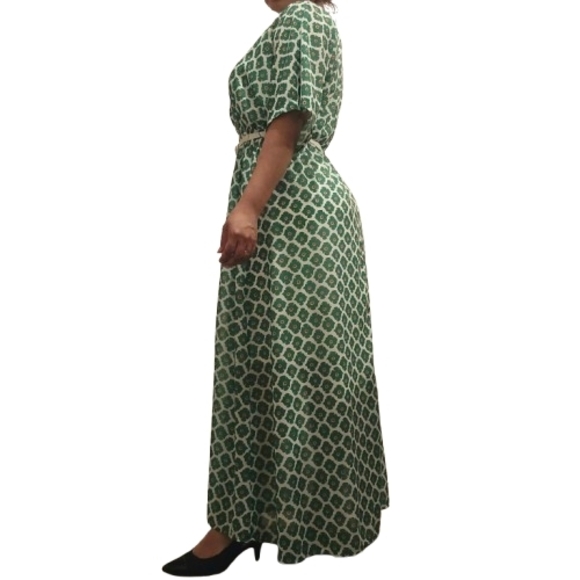 Maxi Dress Floral Patern Elastic Waist Size M - Picture 2 of 8